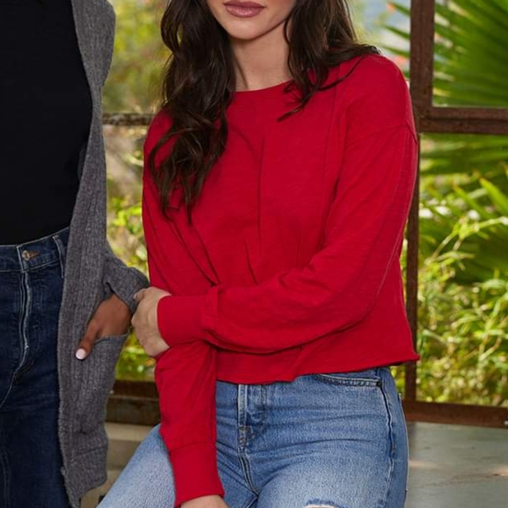 Bobi Los Angeles Crooped Long Sleeve Boxy Top